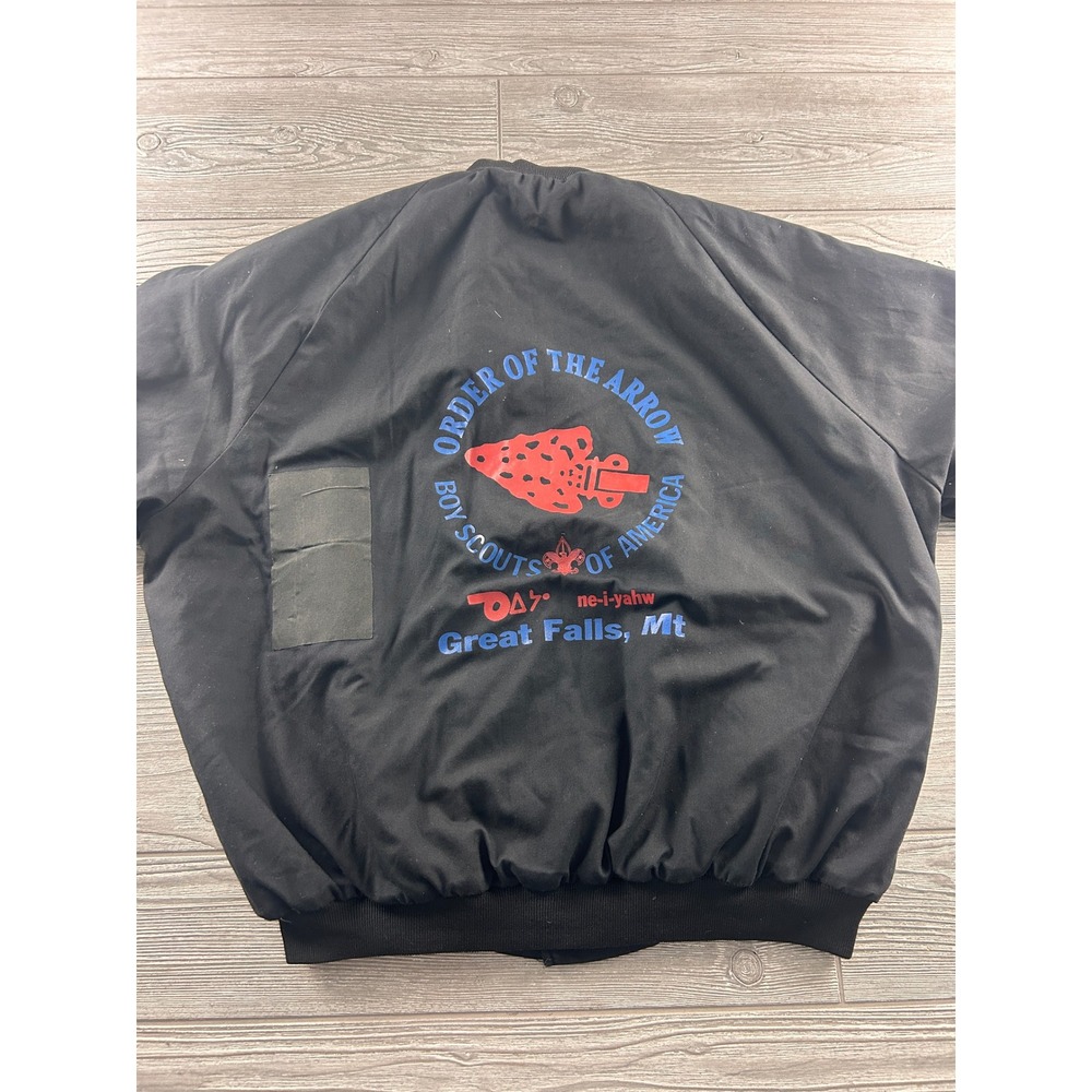 Westark Boy Scouts Order of the Arrow Bomber Jacket Black Great Falls MT Glen XL
